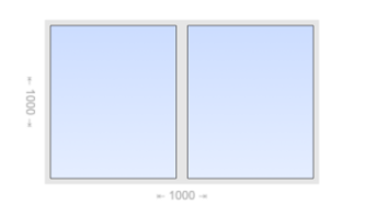 Двухстворчатое пластиковое окно 1000x1000 Г-Г