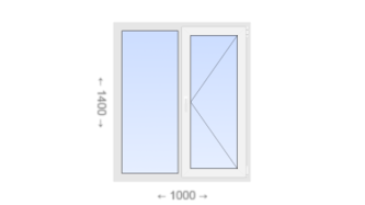 Двухстворчатое пластиковое окно 1000x1400 Г-П