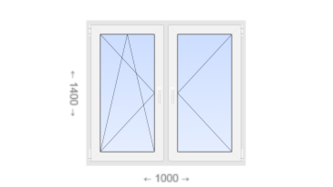 Двухстворчатое пластиковое окно 1000x1400 ПО-П