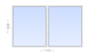 Двухстворчатое пластиковое окно 1100x800 Г-Г