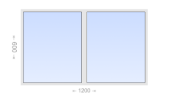 Двухстворчатое пластиковое окно 1200x600 Г-Г