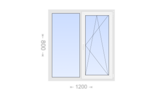 Двухстворчатое пластиковое окно 1200x800 Г-ПО