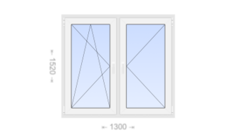 Двухстворчатое пластиковое окно 1300x1520 ПО-П
