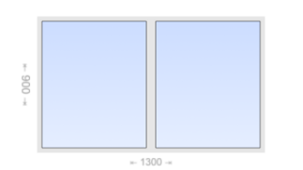 Двухстворчатое пластиковое окно 1300x900 Г-Г