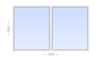 Двухстворчатое пластиковое окно 1500x1300 Г-Г