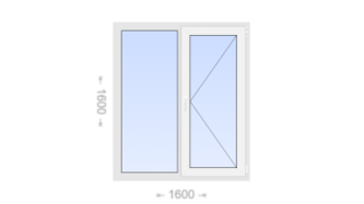 Двухстворчатое пластиковое окно 1600x1600 Г-П