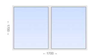 Двухстворчатое пластиковое окно 1700x1700 Г-Г