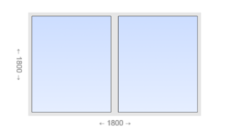 Двухстворчатое пластиковое окно 1800x1800 Г-Г