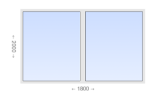 Двухстворчатое пластиковое окно 1800x2000 Г-Г