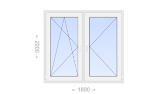 Двухстворчатое пластиковое окно 1800x2000 ПО-П