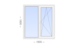 Двухстворчатое пластиковое окно 1900x1900 Г-ПО