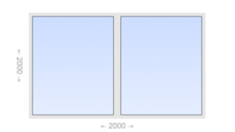 Двухстворчатое пластиковое окно 2000x2000 Г-Г