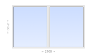 Двухстворчатое пластиковое окно 2100x2100 Г-Г