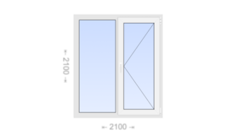 Двухстворчатое пластиковое окно 2100x2100 Г-П