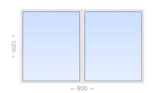 Двухстворчатое пластиковое окно 900x1200 Г-Г