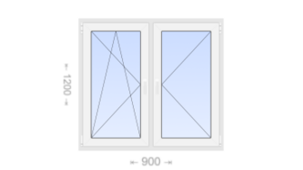 Двухстворчатое пластиковое окно 900x1200 ПО-П