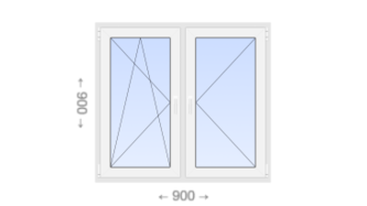 Двухстворчатое пластиковое окно 900x900 ПО-П
