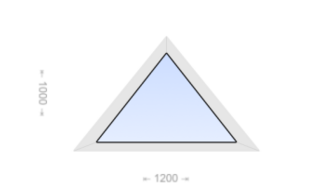 Глухое равнобедренное треугольное пластиковое окно 1200x1000