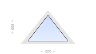 Глухое равнобедренное треугольное пластиковое окно 1200x800