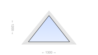 Глухое равнобедренное треугольное пластиковое окно 1300x1200
