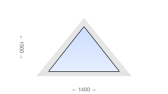 Глухое равнобедренное треугольное пластиковое окно 1400x1500