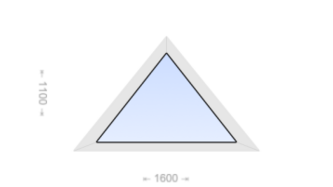 Глухое равнобедренное треугольное пластиковое окно 1600x1100