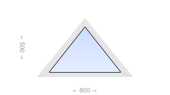 Глухое равнобедренное треугольное пластиковое окно 800x500