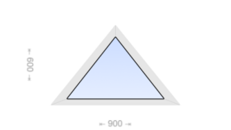 Глухое равнобедренное треугольное пластиковое окно 900x600
