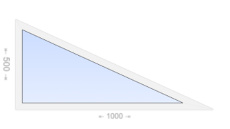 Глухое треугольное пластиковое окно с прямым углом 1000x500