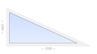 Глухое треугольное пластиковое окно с прямым углом 1200x1200