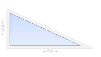 Глухое треугольное пластиковое окно с прямым углом 550x650