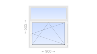 Одностворчатое пластиковое окно с глухой фрамугой 900x1200 ПО