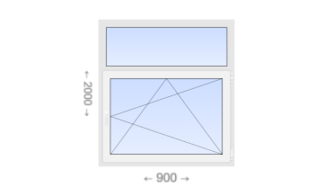 Одностворчатое пластиковое окно с глухой фрамугой 900x2000 ПО