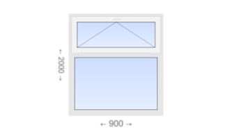 Одностворчатое пластиковое окно с откидной фрамугой 900x2000 Г