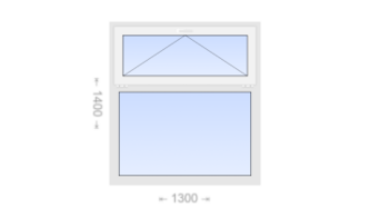 Одностворчатое пластиковое окно с откидной фрамугой 1300x1400 Г