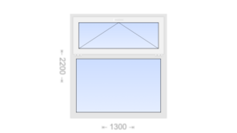 Одностворчатое пластиковое окно с откидной фрамугой 1300x2200 Г