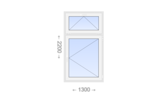 Одностворчатое пластиковое окно с откидной фрамугой 1300x2200 П