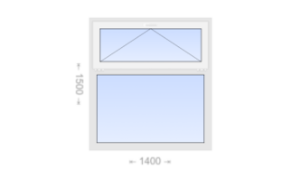 Одностворчатое пластиковое окно с откидной фрамугой 1400x1500 Г