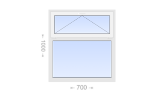Одностворчатое пластиковое окно с откидной фрамугой 700x1000 Г