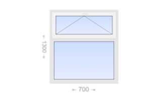 Одностворчатое пластиковое окно с откидной фрамугой 700x1300 Г