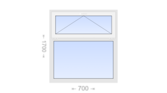 Одностворчатое пластиковое окно с откидной фрамугой 700x1700 Г