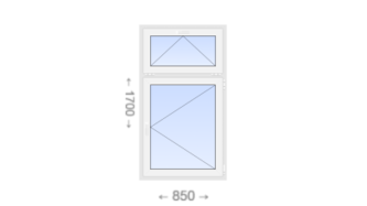 Одностворчатое пластиковое окно с откидной фрамугой 850x1700 П