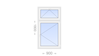 Одностворчатое пластиковое окно с откидной фрамугой 900x1800 П
