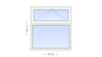 Одностворчатое пластиковое окно с откидной фрамугой 900x2100 Г