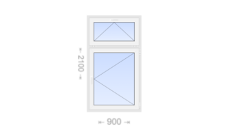 Одностворчатое пластиковое окно с откидной фрамугой 900x2100 П