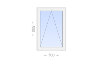Откидное пластиковое окно 700x500