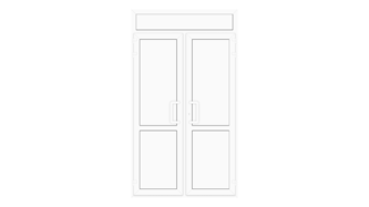 Пластиковая входная двухстворчатая глухая дверь с фрамугой 1500x2500 Пластиковая входная двухстворчатая глухая дверь с фрамугой 1500x2500