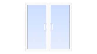 Пластиковая входная двухстворчатая остекленная дверь 2100x2400