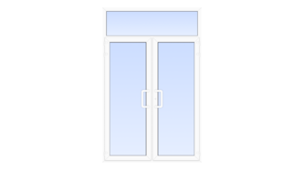 Пластиковая входная двухстворчатая остекленная дверь с фрамугой 1600x2400