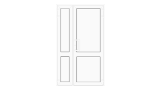 Пластиковая входная полуторная глухая дверь 1400x2200